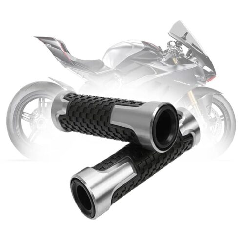 MOTO GENIUS  Handle Grips -  Universal Fit for Suzuki, KTM, Yamaha, Ducati, Kawasaki, Benelli, for Honda, Aprilia (Silver)